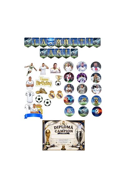 DecoParty Set de petrecere personalizat MBAPE, 30 de piese – Banner La Mulți ...