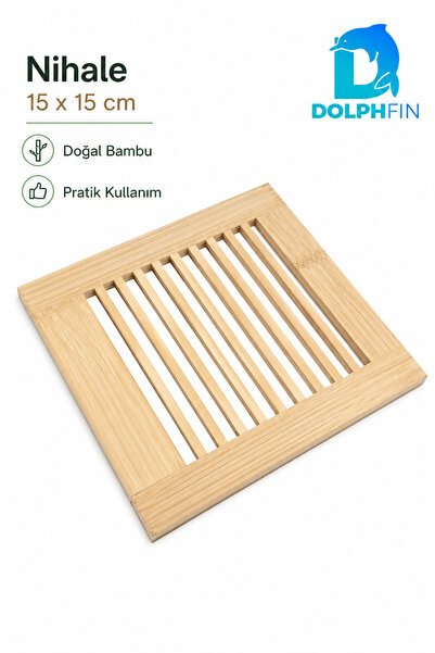 DolphFin Bambu Nihale 15x15 cm Kare Tencere Çaydanlık Altlığı Tezgâh Koruyucu