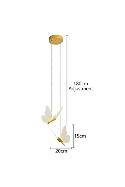 Choice1 Warm Light Gold Double heads LED Modern Butterfly Pendant Light Ceili...