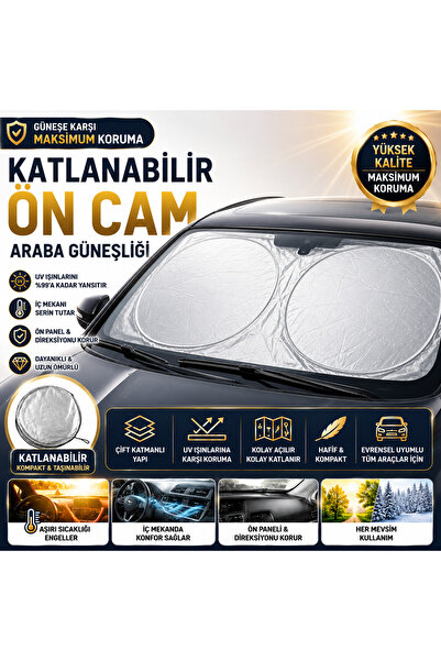 Katlanabilir Ön Cam Araba Güneşliği Kompakt Tasarım Premium Koruma