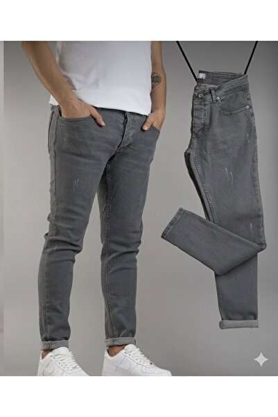 Dark Lavish Men's Gray Slim Fit Skinny Leg Laser Jeans