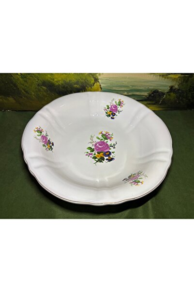 Staffordshire وعاء بورسلين كبير الحجم من ستافورد شاير بقطر 33.5 سم وارتفاع 8 سم