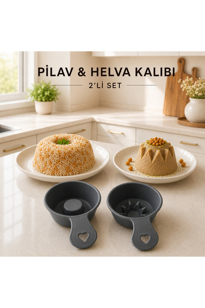Sariva Home 2’li Pilav Helva Tatlı Kalıbı Plastik Sunum Şekillendirici Seti