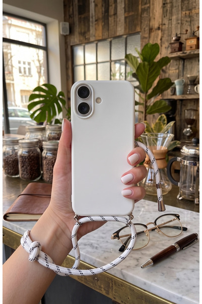 emybox İphone 17 Askılı Yumuşak Silikon İçi Kadife Telefon Kılıfı İp 130 cm