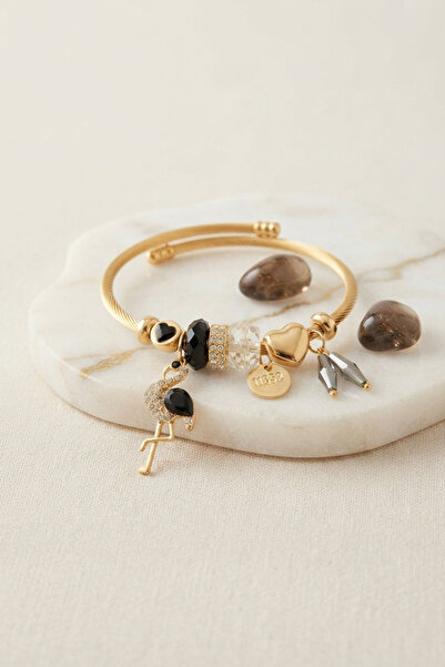 Lisinya Black Swan Model Gold Color Charm Bracelet -