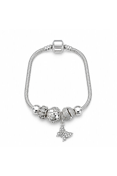 ElectraStore Brățară Argintie Tip Pandera Cu Charmuri Silver Butterfly