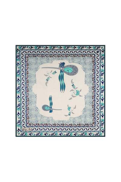 Çağrı İpek Tuğra Pattern Silk Handkerchief Scarf Dg10279-3
