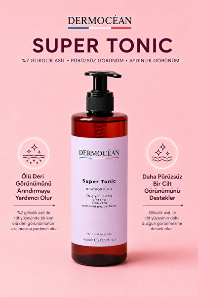 Super Tonic %7 Glikolik Asit İçeren Aydınlatıcı Arındırıcı Yüz Toniği 400 ml