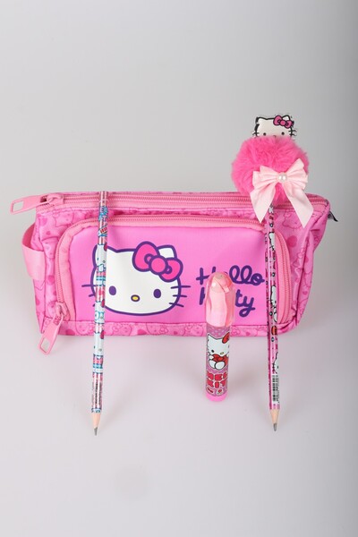 Hello Kitty X Dekomus "Heart Key Collection" Licensed Pencil Bag, Ribbon-Topp...