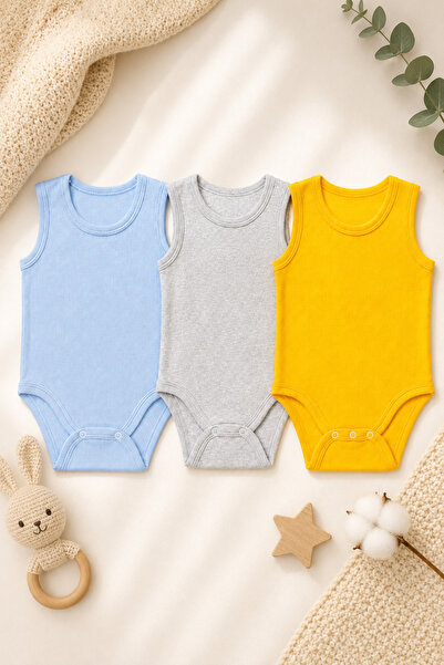 mini kanka 100% Cotton Baby Strap Bodysuit Set 100% Cotton Sleeveless Snap Fa...