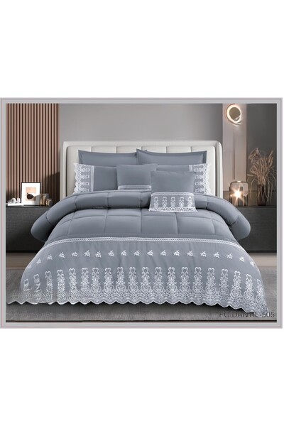 ROSHAN Summer Duvet Cover with Lace Design, Soft Microfiber, Full Filling, 8 ...