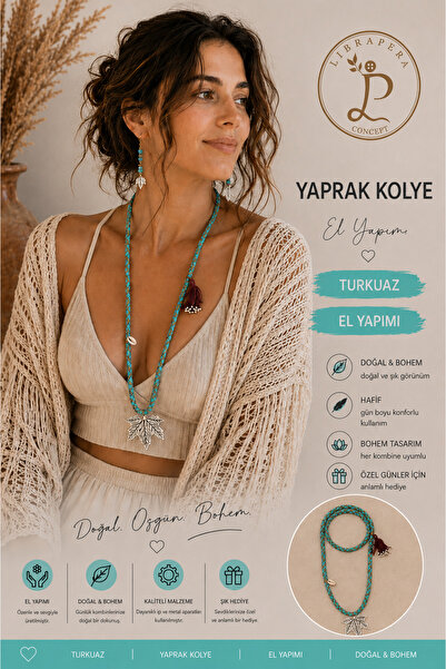 Librapera Concept El Yapımı Etnik Otantik Bohem Yaprak Figürlü Püsküllü Kadın...