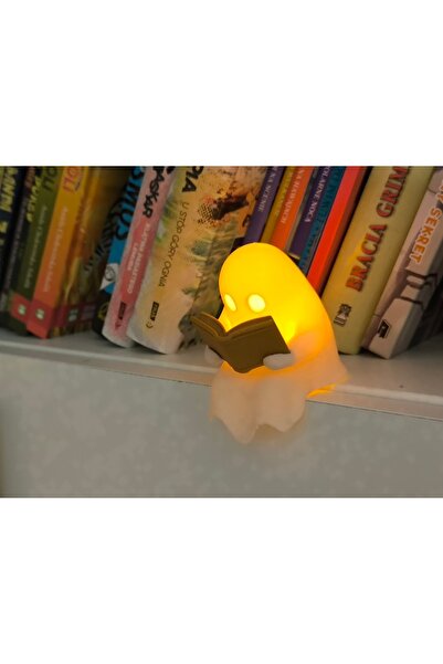 Genel Markalar 2 adet Dekoratif kitap okuyan Hayalet Figürlü LED’li Tealight Mum