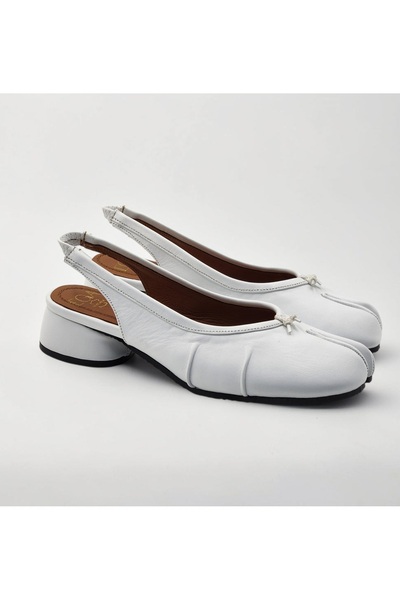Ega ayakkabı Women's Genuine Leather Slingback Heeled Tabi Ballet Flats