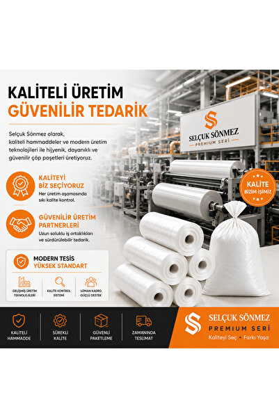 SELÇUK SÖNMEZ BÜYÜK BOY ÇÖP POŞETİ 65x80 CM SİYAH 50 ADET (5x10) DAYANIKLI SIZDIRMAZ