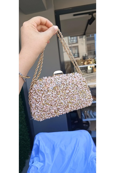 Genel Markalar Doğal Taş Görünümlü Abiye Clutch Çanta – Zincir Askılı Şık El ...
