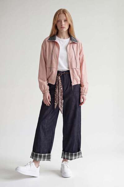 Levidor Blue Plaid Trousers with Folded Hem Detail