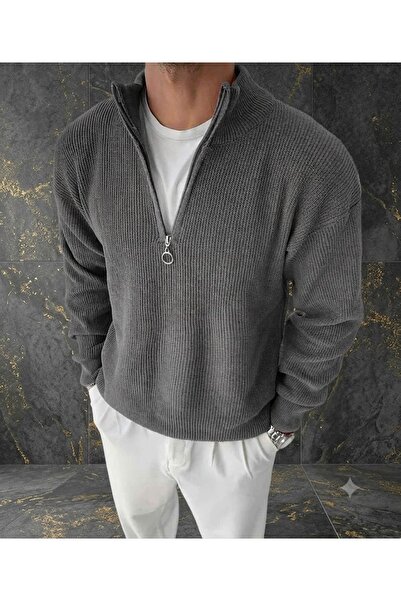 zs zaos fashion Men's Winter Thick 100% Cotton Stand-Up Collar Sweater Basic ...