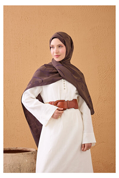 Silk Home شال نايا من القطن والحرير باللون البني والأرجواني