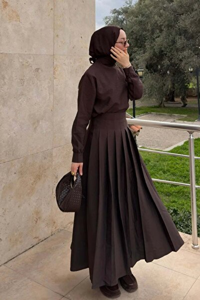 müqofficial Hafsa Blouse Skirt Set - Bitter Brown