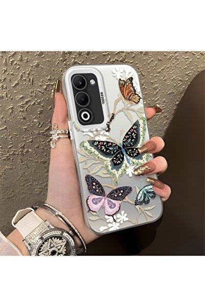 CASEVIBE Oppo A5 4G/5G Uyumlu Renkli Kelebek Çiçek Deseni Darbeye Dayanıklı T...