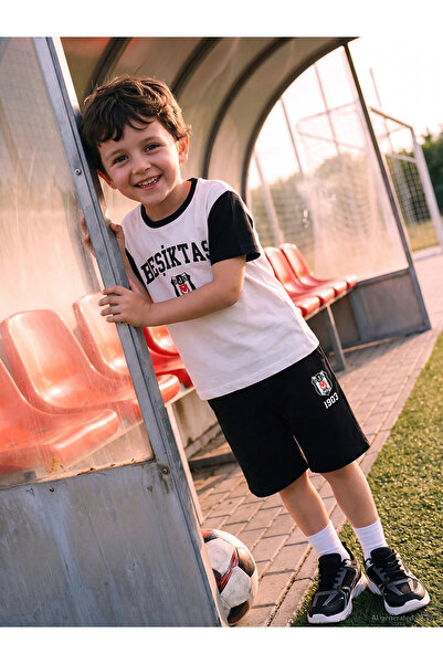 LC Waikiki Lcw Kids Black and White Printed Boys' T-Shirt and Shorts