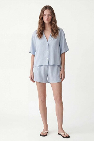 Antioch Baby Blue 100% Lyocell Shorts Set