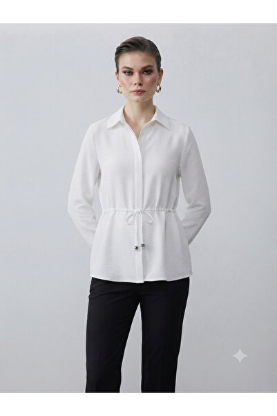 TUĞBA ERGÜL Basic Linen Tunic with Lace Detail