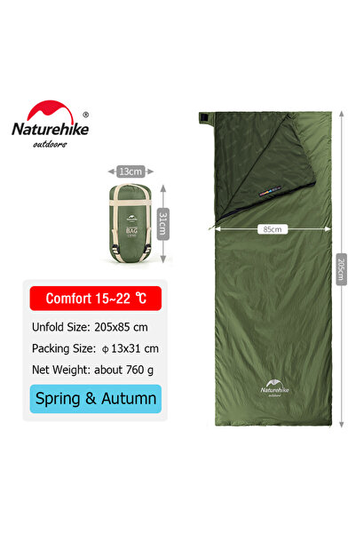 Naturehike كيس نوم خفيف الوزن محمول من نيتشرهايك طراز LW180 باللون الأخضر - م...