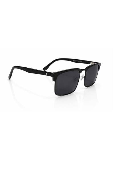 Fumes Axiom Polarized Square Sunglasses for Men & Women | Black Metal Frame w...