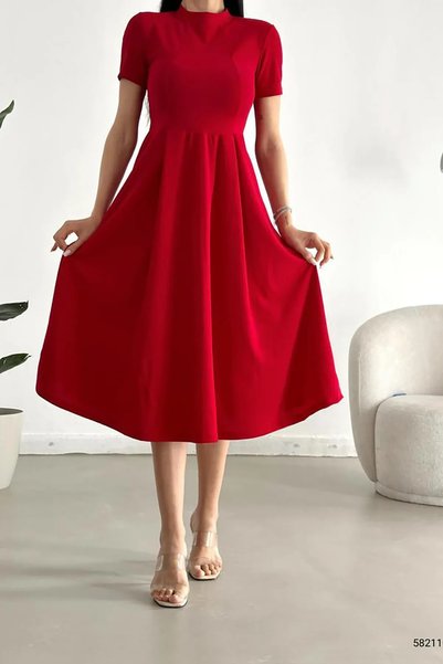 EZRAA Short Sleeve Long Fabric Dress with Pockets