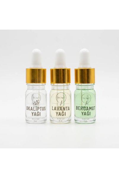 Generic Brand S'Hu Soap Co. 100% Pure Essential Oil Set 3X5 ml |   Lavender • Bergamot • Eucalyptus |   Diffuser & Incense Burner & Aromatherapy