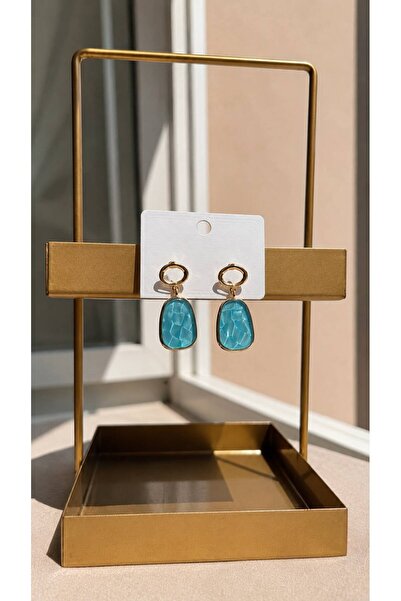 Blue Ocean Series Gold Detaylı Mavi Küpe