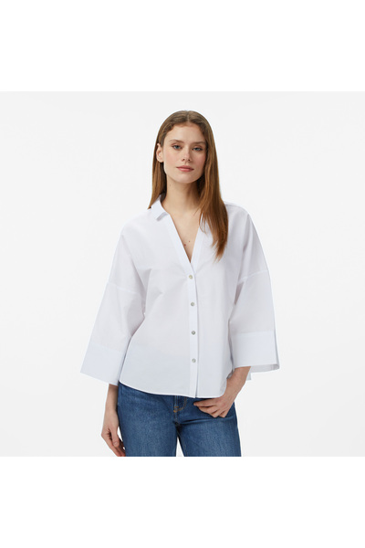 Nautica Kadın Beyaz Regular Fit Kısa Kollu Gömlek