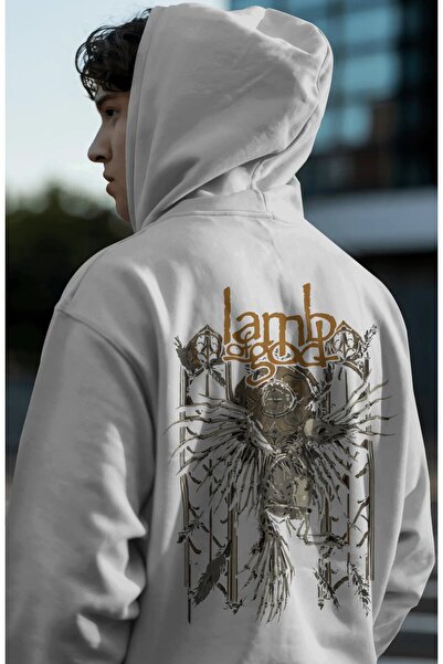SEVBANO Hanorac premium oversize unisex cu imprimeu pe spate Lamb Of God Rock...