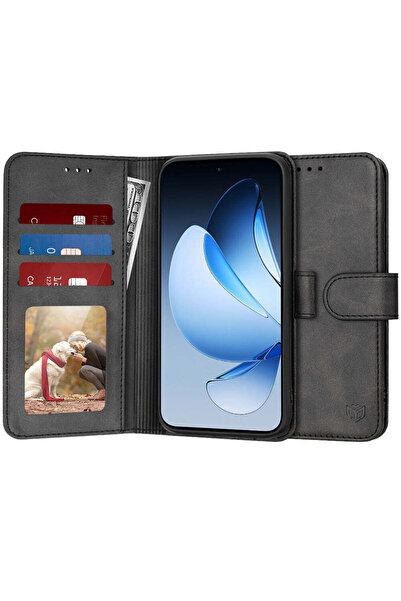Techsuit Husă pentru OPPO Reno13, tip agendă, negru - negru