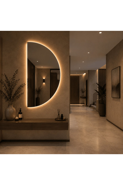 LedCorp Oglindă LED Model Semilună - Semilună 60×120 cm, Iluminare de fundal,...