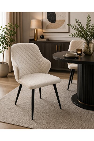 N.zone Modern Dining Chair with Padded Fabric Upholstery and Comfortable Armr...