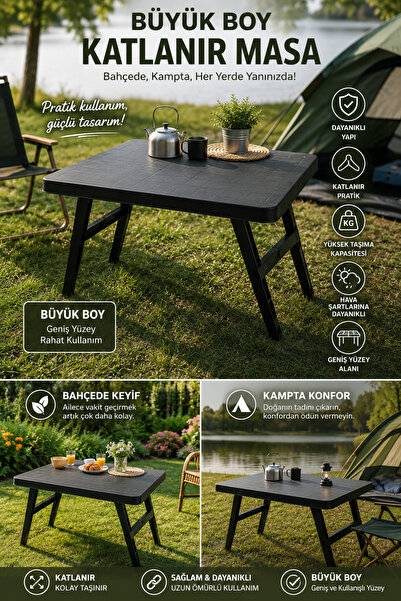 shop Büyük Boy Katlanabilir Kamp Masası – Bahçe, Piknik, Balkon ve Kamp İçin ...