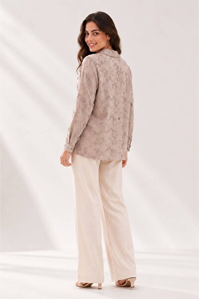 Hisset collection BRODELİ İNCİLİ GÖMLEK