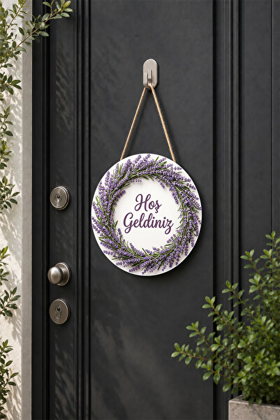 Lucena Lavender Design Wooden Mdf Door Ornament with Welcome Written Wall Dec...