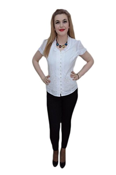 OEM Bluza rafinata, de culoare alba, imprimeu modern fin
