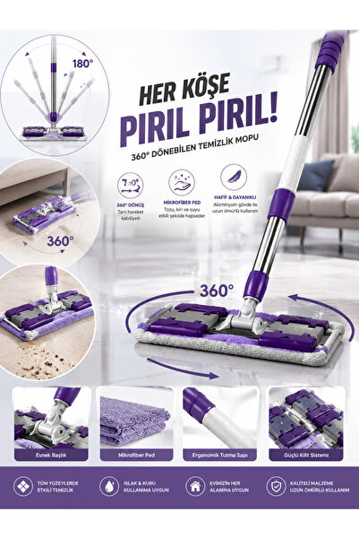 Mopix Mandallı Mop Paspas (1 Adet Yedek Bez Hediyeli) Premium Yüzey Temizlik ...