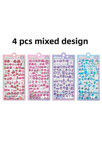 Choice4 4 قطع ملصقات ثلاثية الأبعاد بتصميمات متنوعة (أيقونات صغيرة، نجوم، فيو...