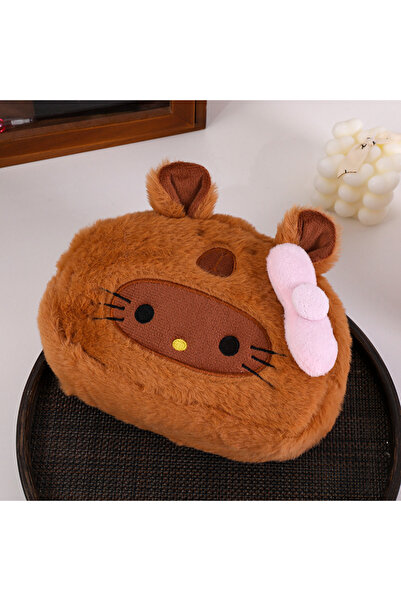 Choice3 brown Sanrio 1 PC KT cat plush pencil case, high-value cross dressing...