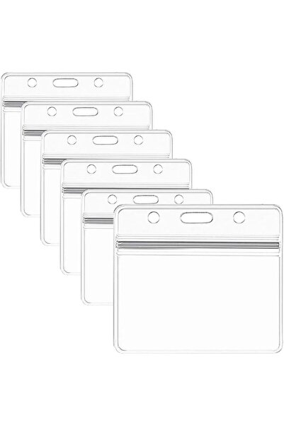 Choice1 Horizontal 6 pcs 6PCS Clear Waterproof Plastic Badge Holders Dustproo...