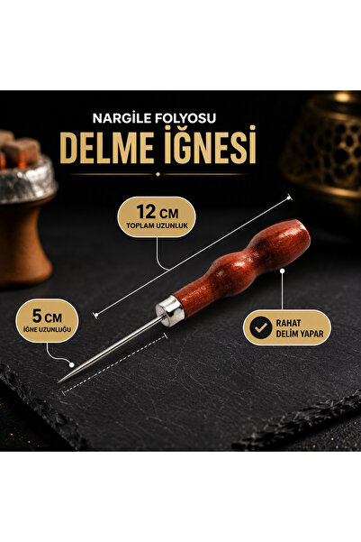 babylon shisha Nargile Folyo Delme İğnesi Ahşap Saplı 12 cm Folyo Delici Aparat
