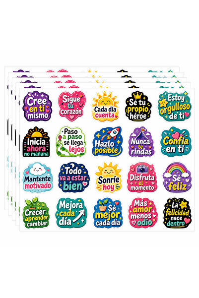 Choice MULTI 100 Pcs Spanish Motivational Stickers, Inspirational Quote Label...