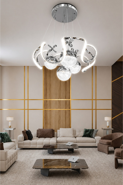NORD LIGHT 4 Toplu 3 Renk Ledli Avize Krom NL-1002