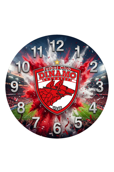 OEM Ceas decorativ de perete pentru fani Dinamo, 35 cm, Mecanism quartz silen...